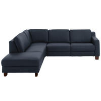 ECKSOFA in Echtleder Dunkelblau  - Eichefarben/Dunkelblau, Design, Leder/Holz (235/259cm) - Valdera
