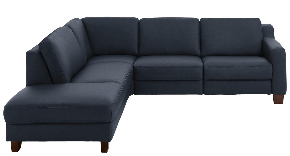 ECKSOFA in Echtleder Dunkelblau  - Eichefarben/Dunkelblau, Design, Leder/Holz (235/259cm) - Valdera