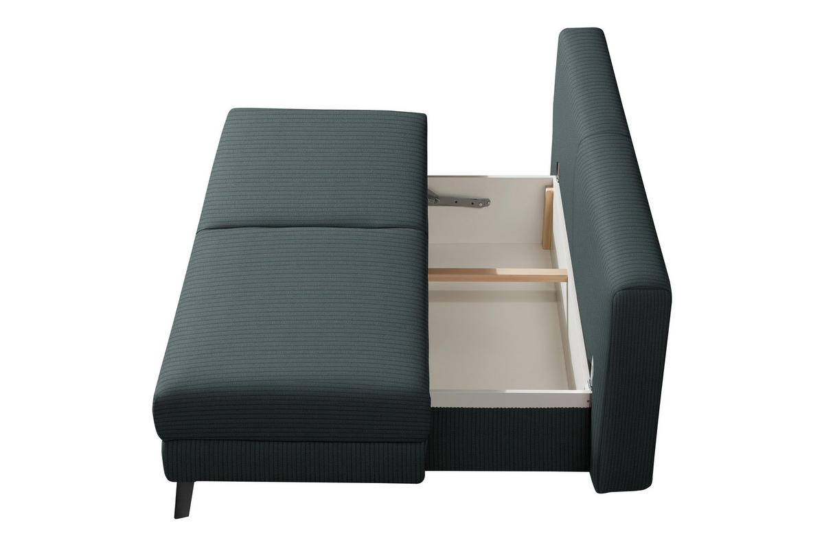 SCHLAFSOFA  in Cord Grau  - Schwarz/Grau, MODERN, Textil/Metall (194/91/90cm) - Novel