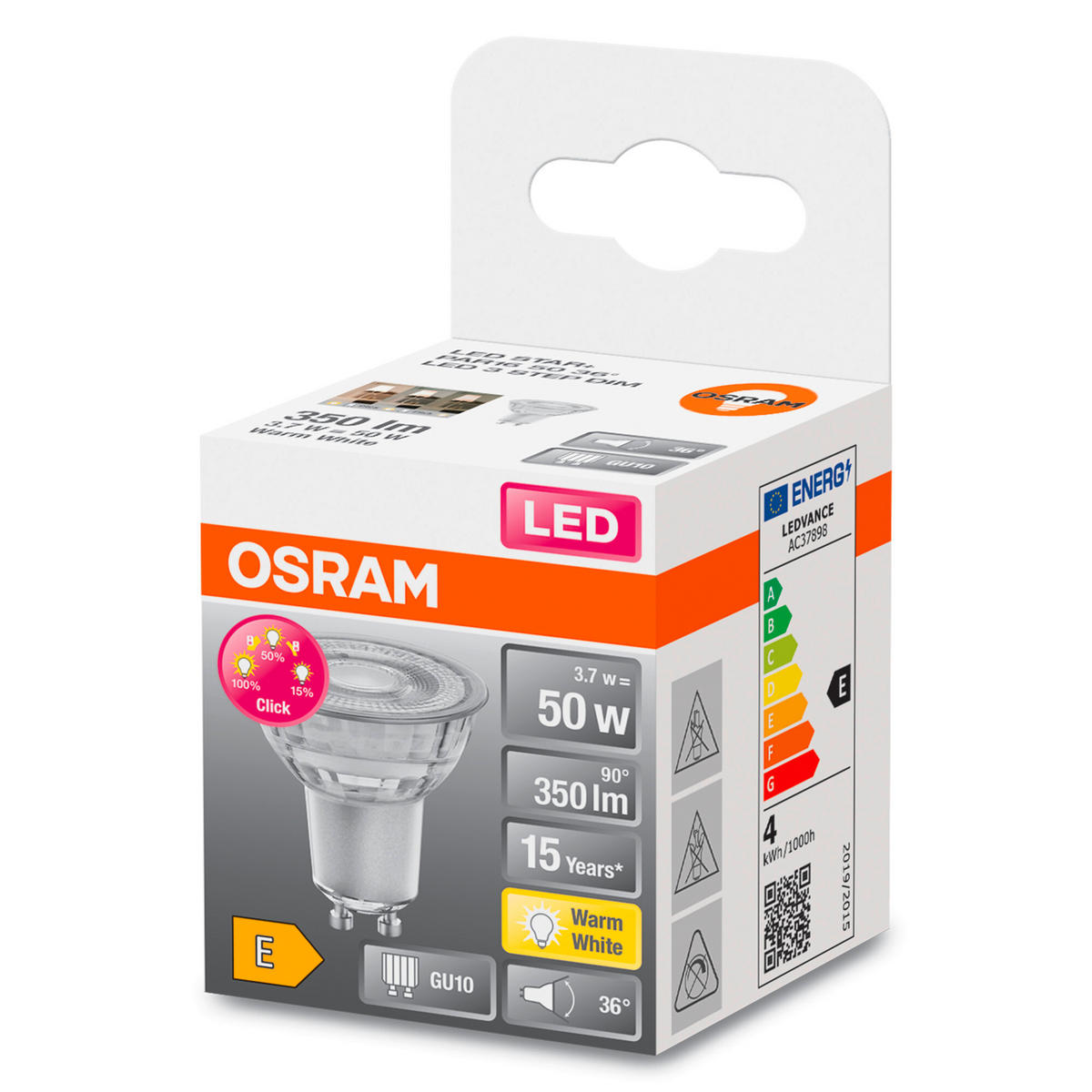 LED-LEUCHTMITTEL   GU10 3,7 W 350 lm  - Basics, Glas (5/5,4cm) - Osram