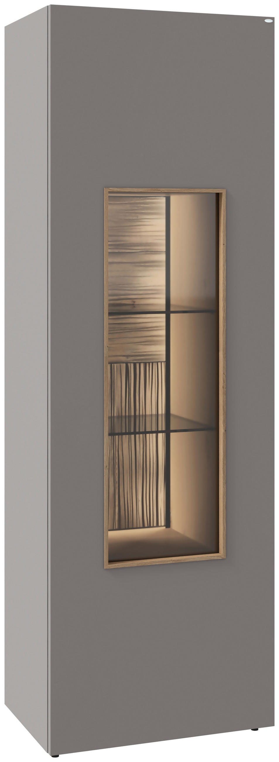 VITRINE Grau, Wildeiche  64/194/43 cm  - Wildeiche/Grau, Design, Glas/Holz (64/194/43cm) - Voglauer