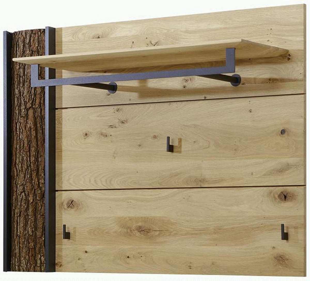 GARDEROBENPANEEL  in 118/87/35 cm  - Eichefarben/Anthrazit, Design, Holz/Metall (118/87/35cm) - Valnatura