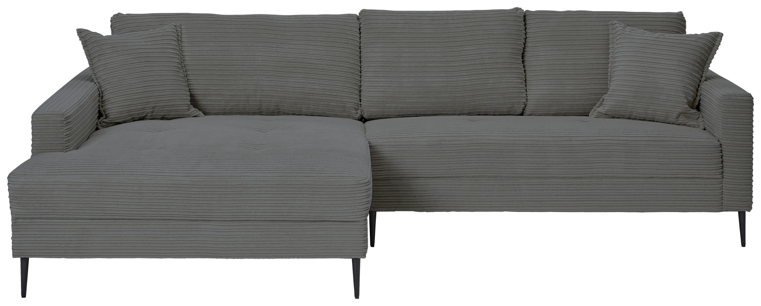 ECKSOFA Grau Cord  - Schwarz/Grau, KONVENTIONELL, Textil/Metall (173/276cm) - Carryhome