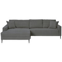 ECKSOFA Grau Cord  - Schwarz/Grau, KONVENTIONELL, Textil/Metall (173/276cm) - Carryhome