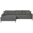 ECKSOFA Grau Cord Zierkissen, Rückenkissen, Rücken echt  - Schwarz/Grau, KONVENTIONELL, Textil/Metall (173/276cm) - Carryhome