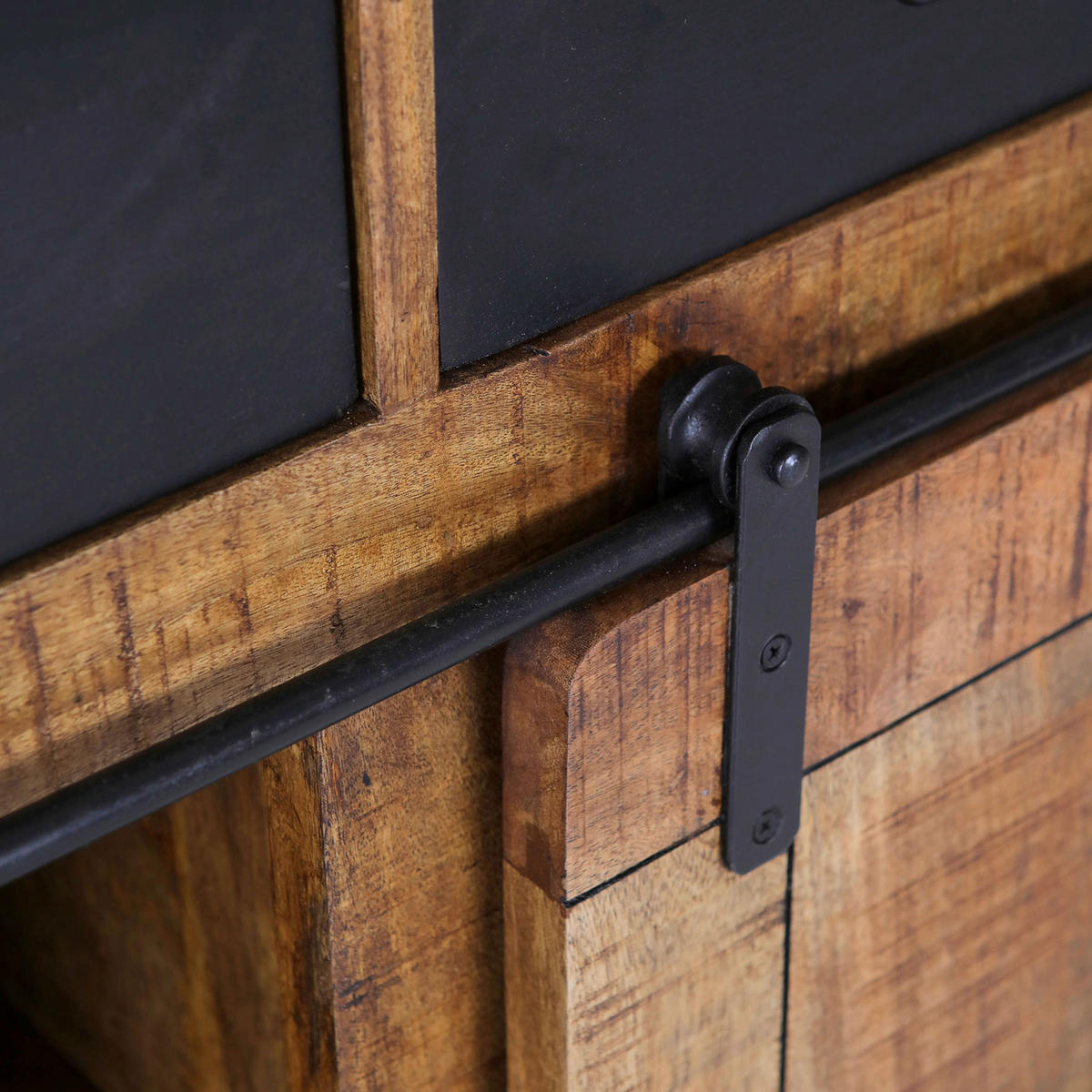 SIDEBOARD  in 145/85/45 cm  - Schwarz/Naturfarben, ROMANTIK / LANDHAUS, Holz/Metall (145/85/45cm) - Landscape