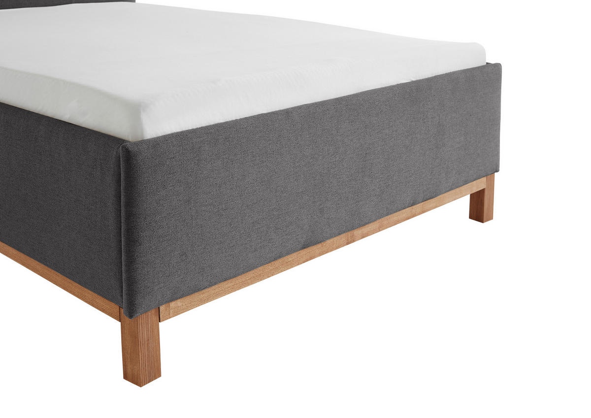 POLSTERBETT 140/200 cm  in Anthrazit  - Eichefarben/Anthrazit, MODERN, Holz/Textil (140/200cm) - Livetastic