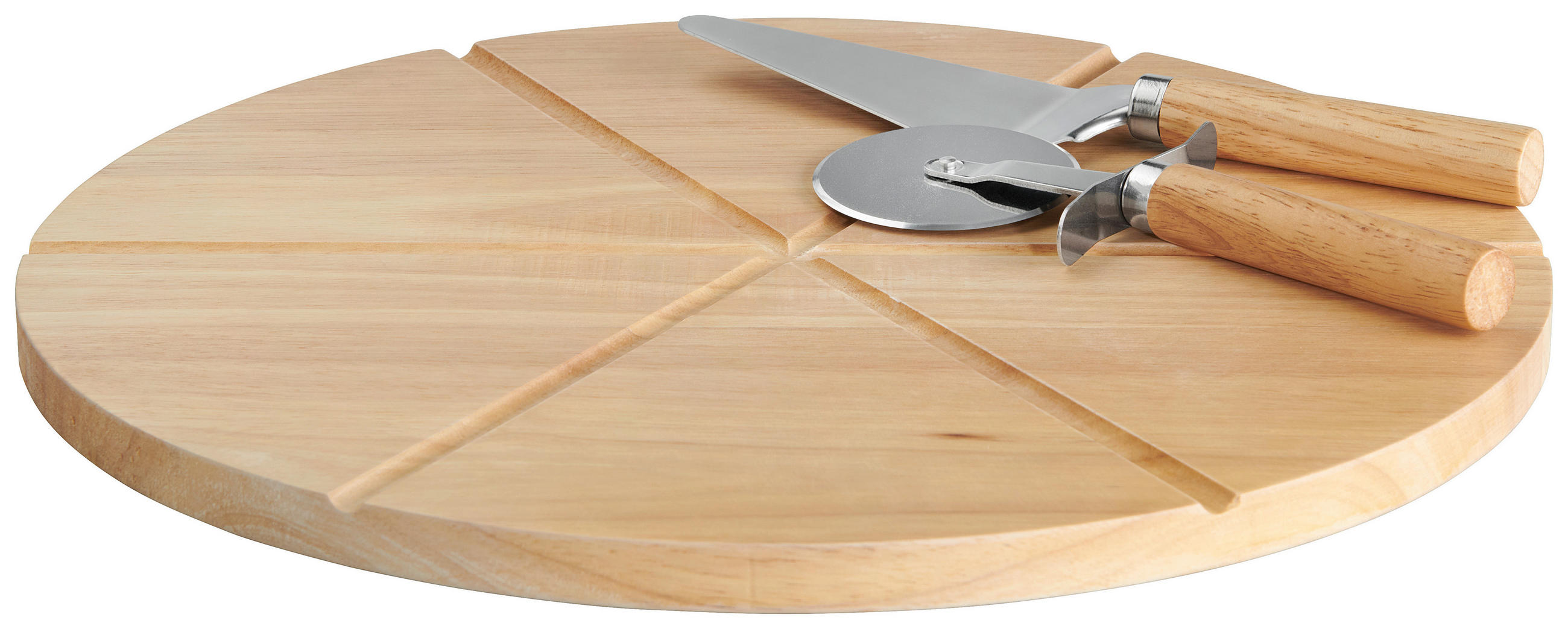 PIZZASET  - Hellbraun/Grau, Trend, Holz/Metall (35,5cm)