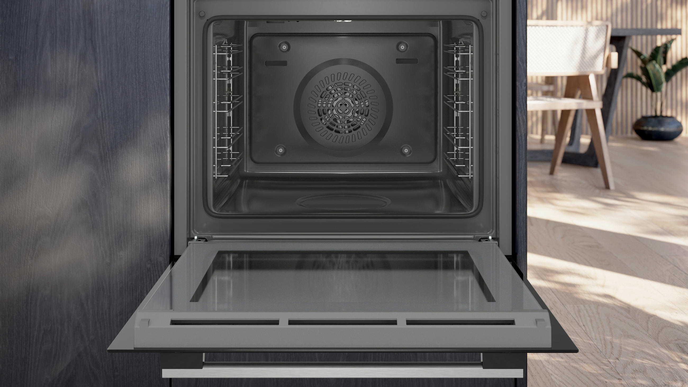 Siemens HR214ABS0 Backofen mit Dampfunterstützung  - Edelstahlfarben/Schwarz, Basics, Glas/Metall (59,4/59,5/54,8cm) - Siemens