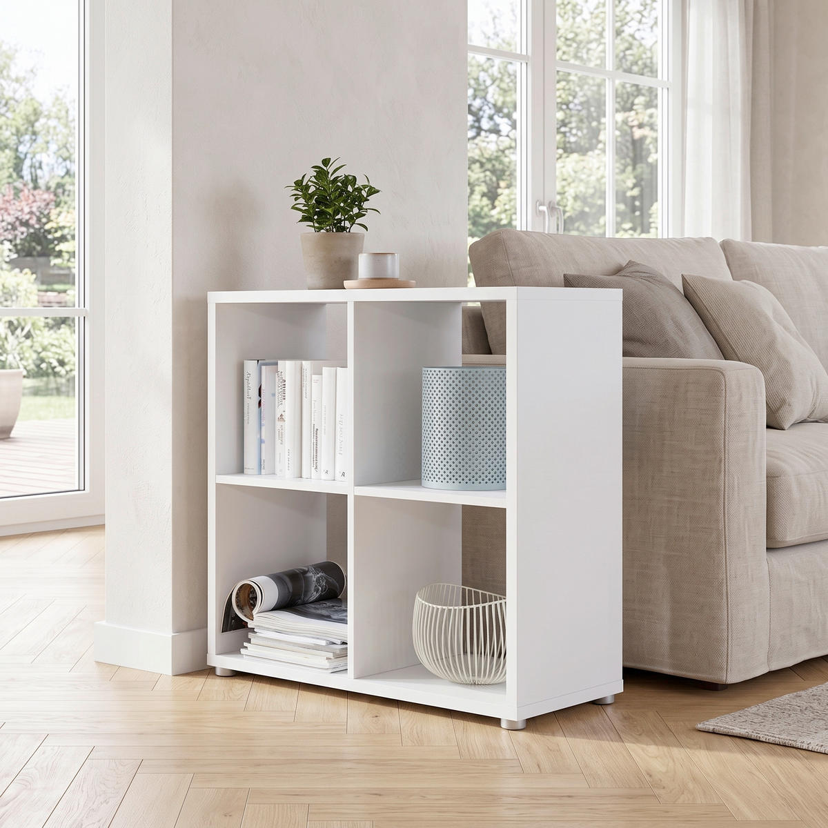 REGAL Weiß  - Silberfarben/Weiß, MODERN, Holzwerkstoff/Kunststoff (72/74/33cm) - MID.YOU