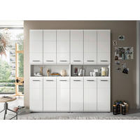 HOCHSCHRANK 180/185/30 cm  - Weiß Hochglanz/Silberfarben, MODERN, Holzwerkstoff/Kunststoff (180/185/30cm) - MID.YOU