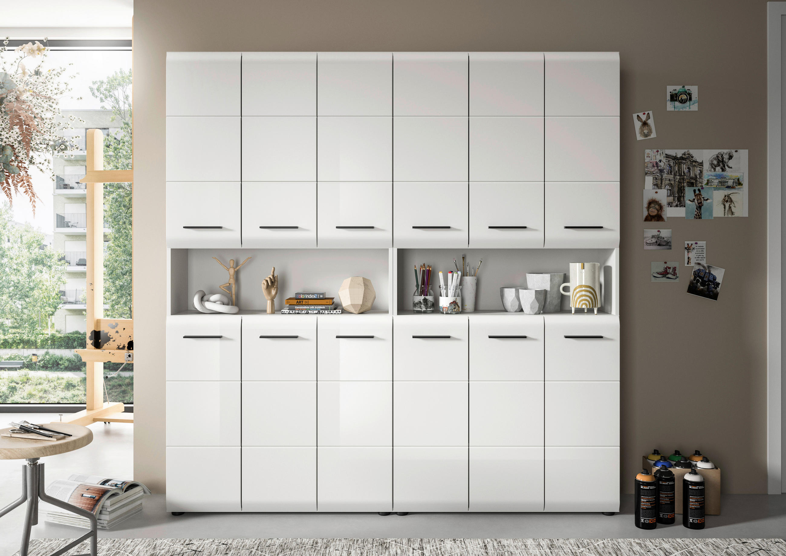 HÖGSKÅP vit, vit högglans 185/90/30 cm