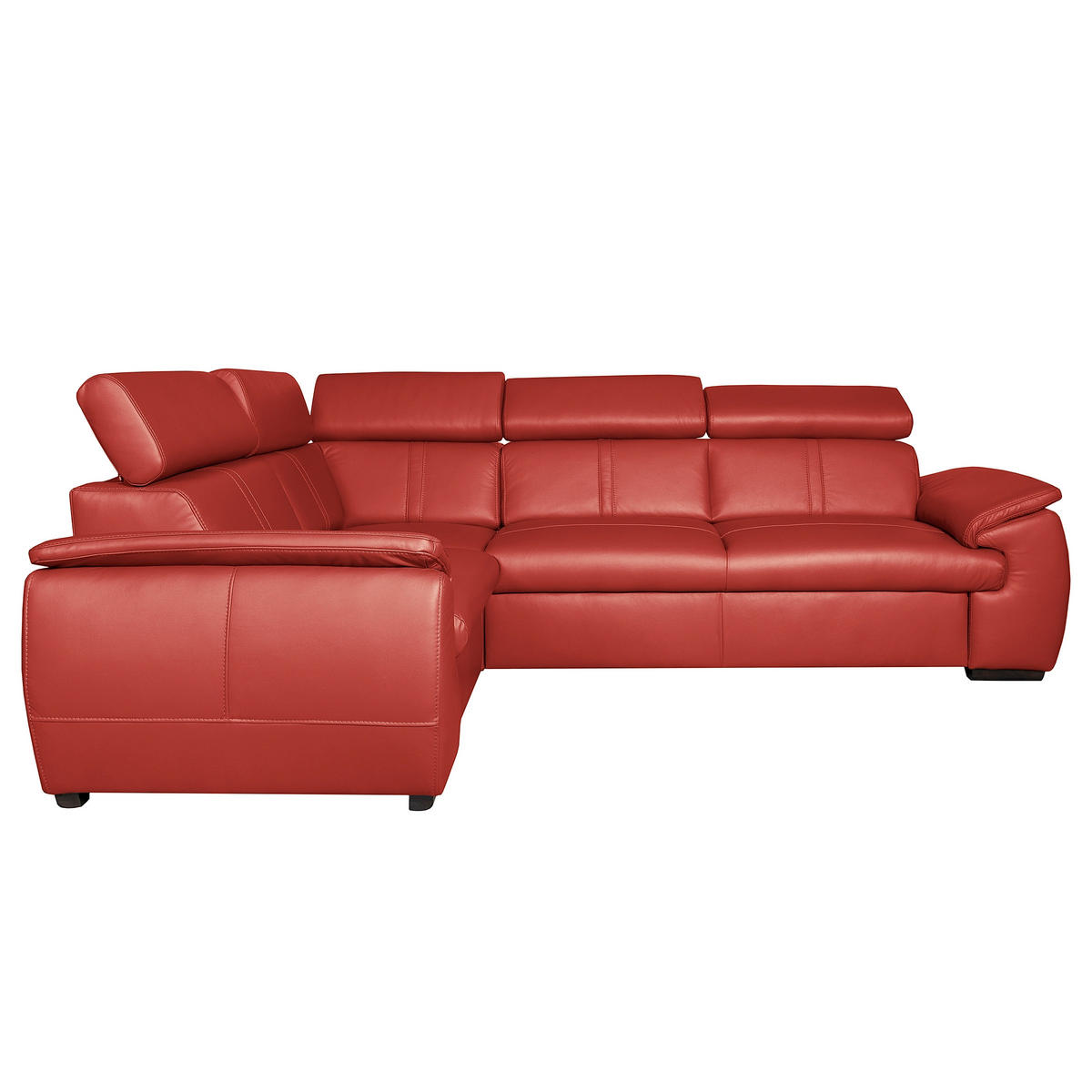 ECKSOFA  in Echtleder Rot  193/265 cm  - Wengefarben/Rot, Design, Leder/Holz (193/265cm) - Livetastic