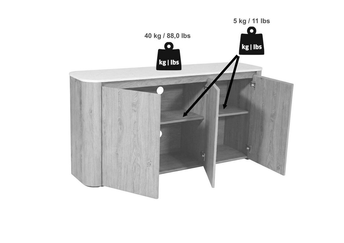 SIDEBOARD  150/74,1/39 cm  - Eichefarben/Weiß, KONVENTIONELL, Holzwerkstoff/Kunststoff (150/74,1/39cm) - MID.YOU