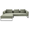 ECKSOFA in Feincord Olivgrün  - Schwarz/Olivgrün, Konventionell, Textil/Metall (178/284cm) - Hom`in