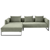 ECKSOFA in Feincord Olivgrün  - Schwarz/Olivgrün, Konventionell, Textil/Metall (178/284cm) - Hom`in
