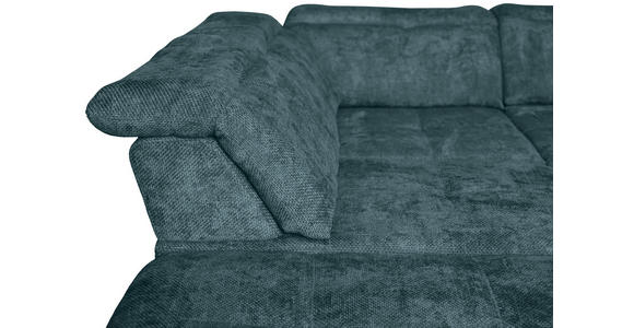WOHNLANDSCHAFT Blau Struktur - Blau/Schwarz, KONVENTIONELL, Textil/Metall (253/357/188cm) - Carryhome