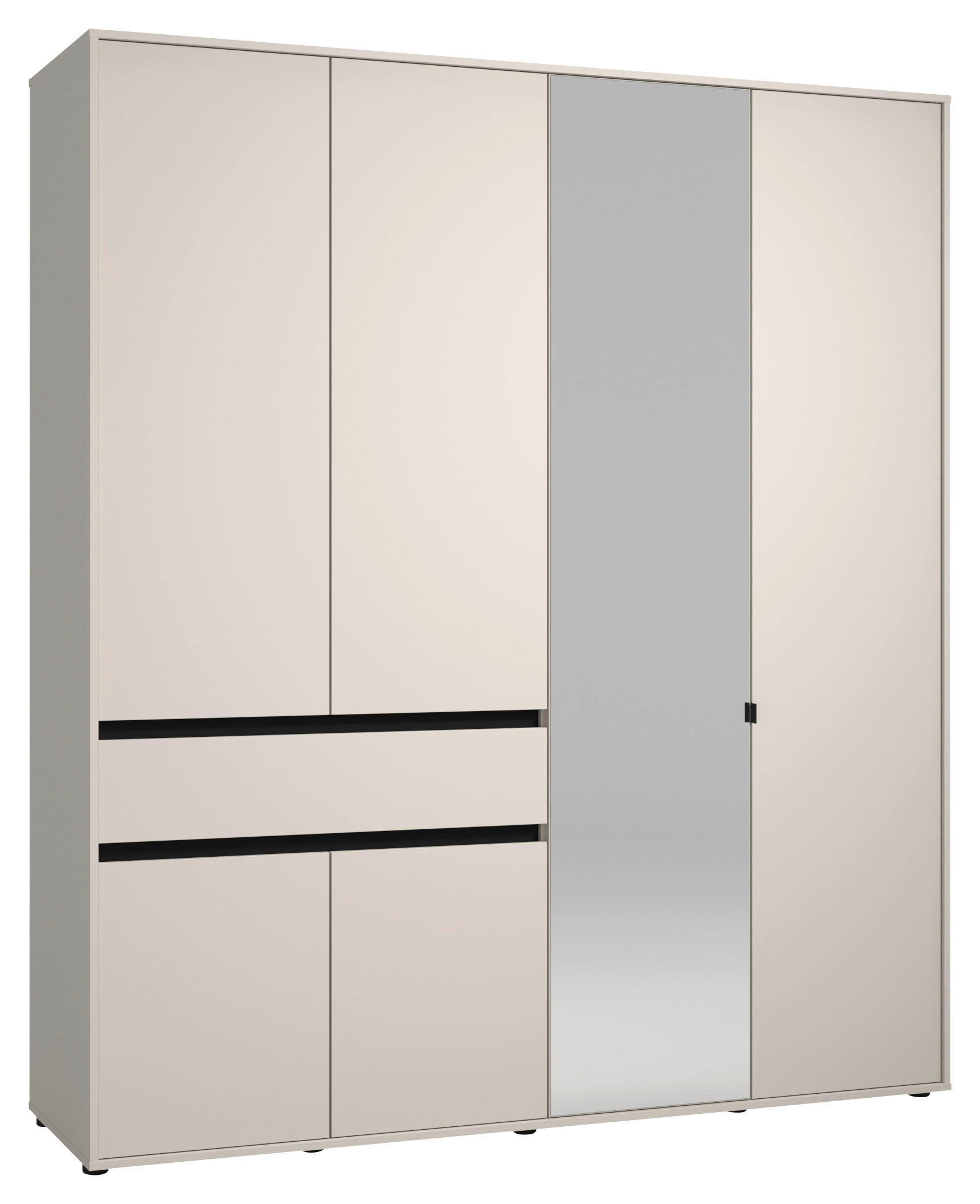 DREHTÜRENSCHRANK 6-türig Schwarz, Kaschmir  - Kaschmir/Schwarz, Basics, Glas/Holzwerkstoff (182,5/210.5/54cm) - Xora