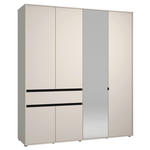DREHTÜRENSCHRANK 6-türig Schwarz, Kaschmir  - Kaschmir/Schwarz, Basics, Glas/Holzwerkstoff (182,5/210.5/54cm) - Xora