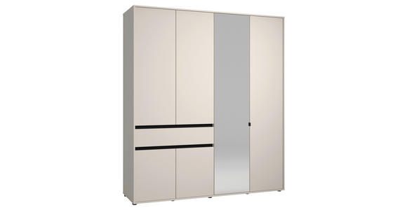 DREHTÜRENSCHRANK 6-türig Schwarz, Kaschmir  - Kaschmir/Schwarz, Basics, Glas/Holzwerkstoff (182,5/210.5/54cm) - Xora
