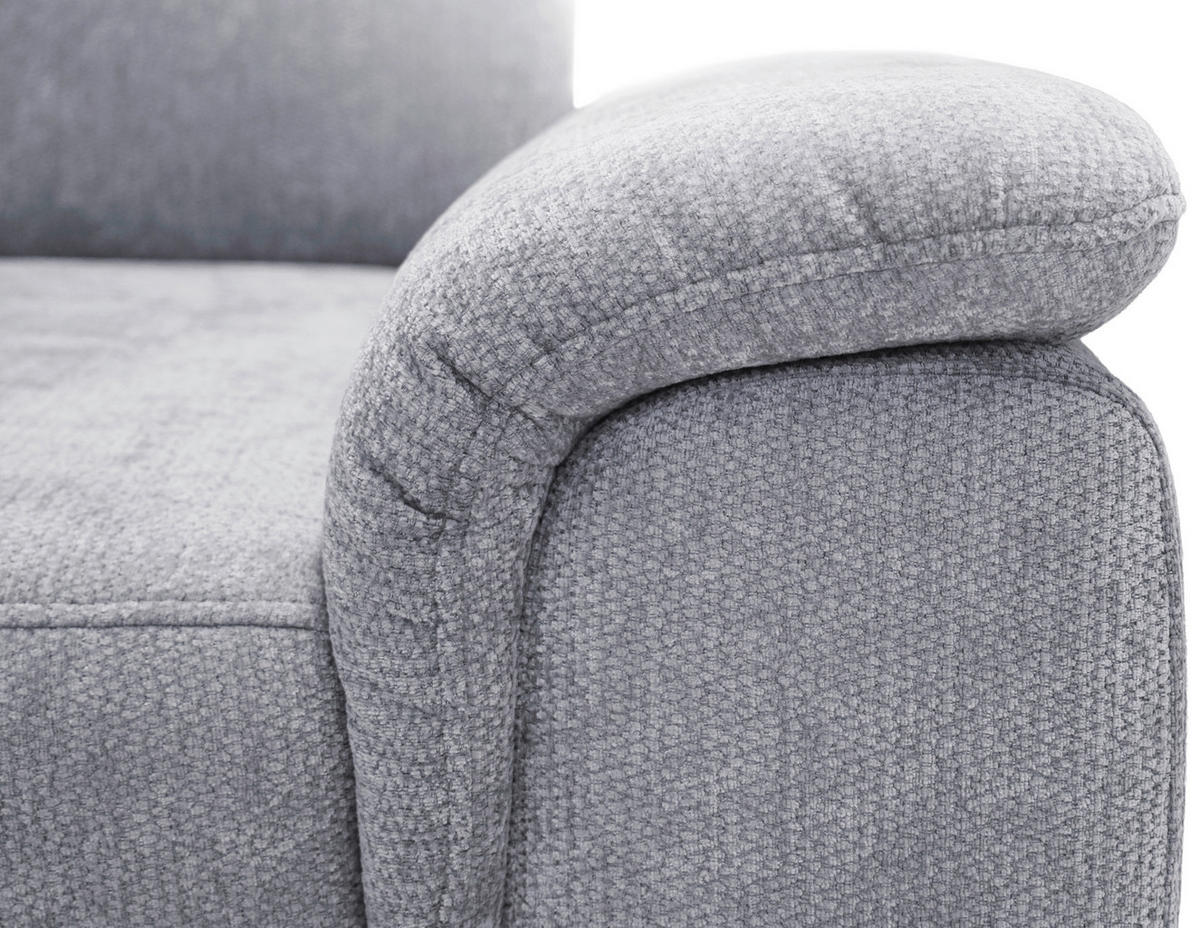 ECKSOFA Hellgrau Chenille Bettkasten, Schlaffunktion, Rücken echt, Kopfteilverstellung, Liegefläche im Originalstoff  - Hellgrau/Schwarz, KONVENTIONELL, Textil/Metall (206/265cm) - Carryhome