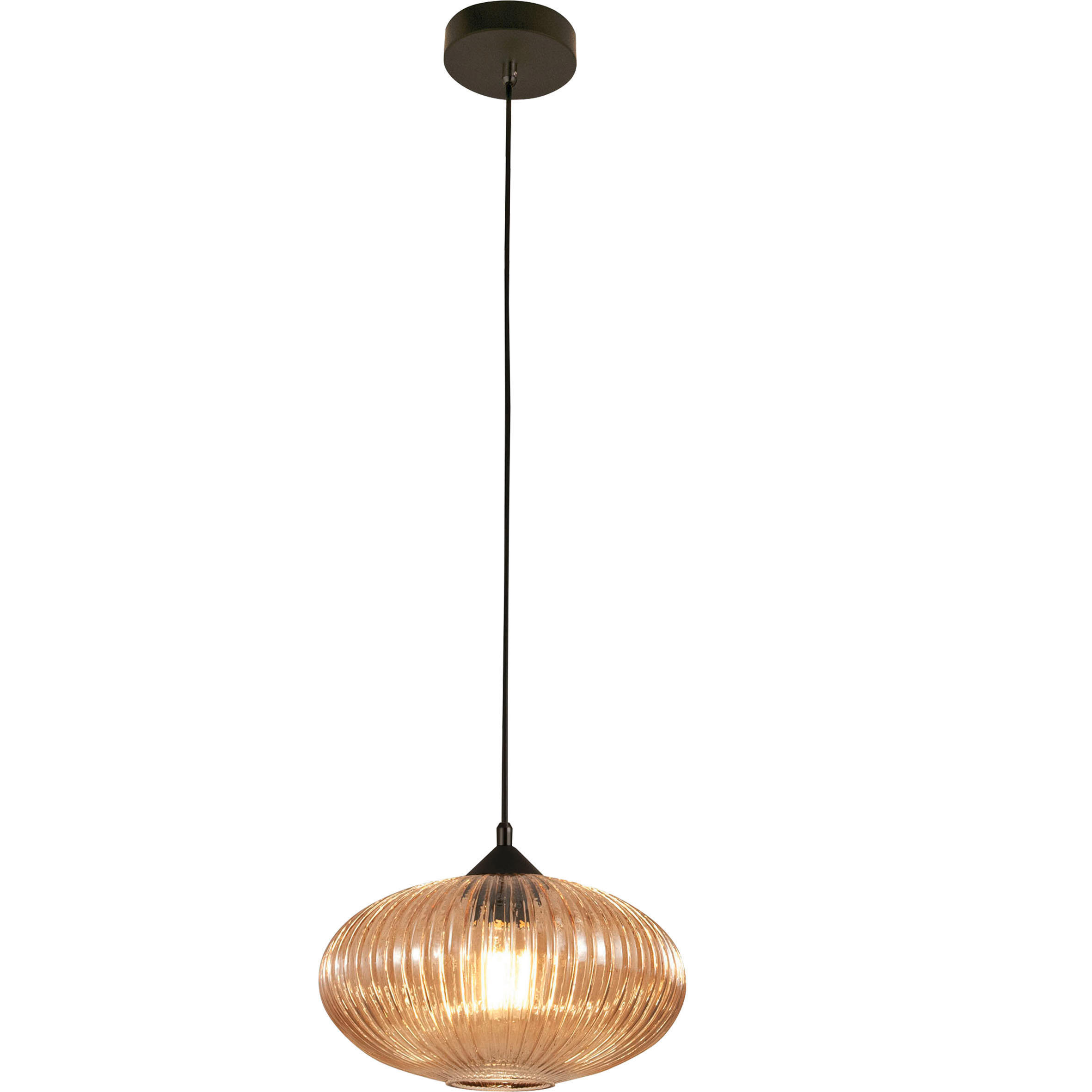 PENDELLEUCHTE Fiordaliso 30/200 cm   - Schwarz, Design, Glas/Metall (30/200cm) - Fabas Luce