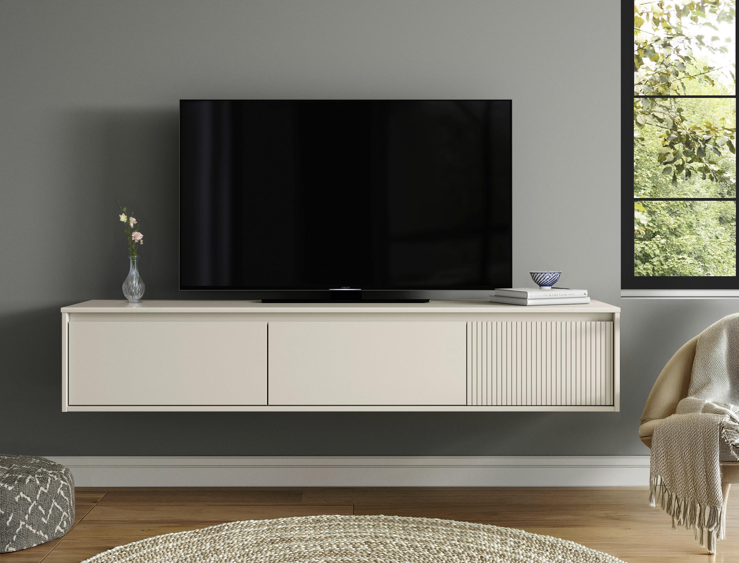 LOWBOARD  in 180/33,5/42 cm  - Beige, Design, Holz (180/33,5/42cm) - Livetastic