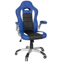 GAMINGSTUHL  in Lederlook Blau, Schwarz, Weiß  - Blau/Silberfarben, MODERN, Kunststoff/Textil (64/118/57cm) - MID.YOU