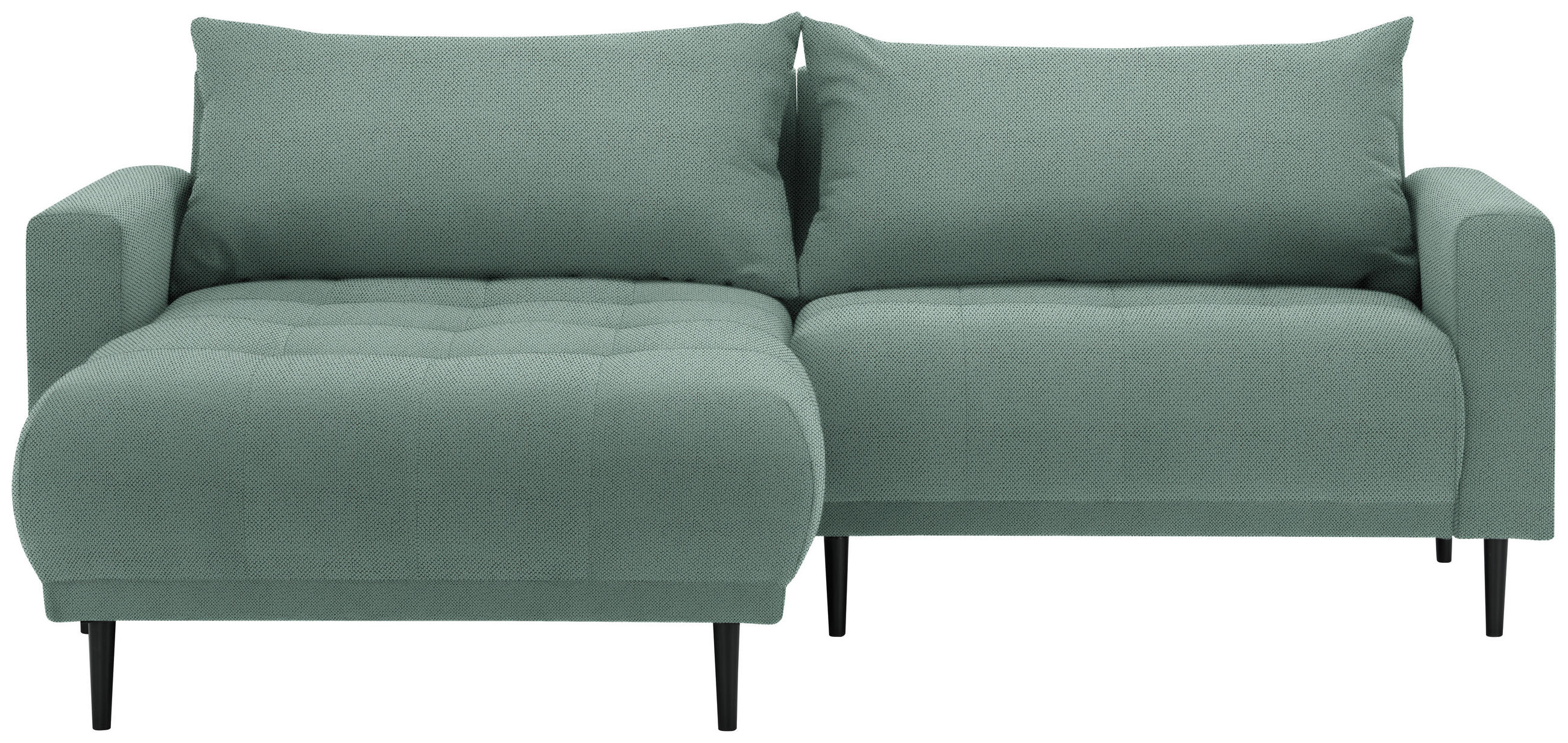 ECKSOFA Grün Flachgewebe  - Schwarz/Grün, Design, Holz/Textil (160/215cm) - Stylife