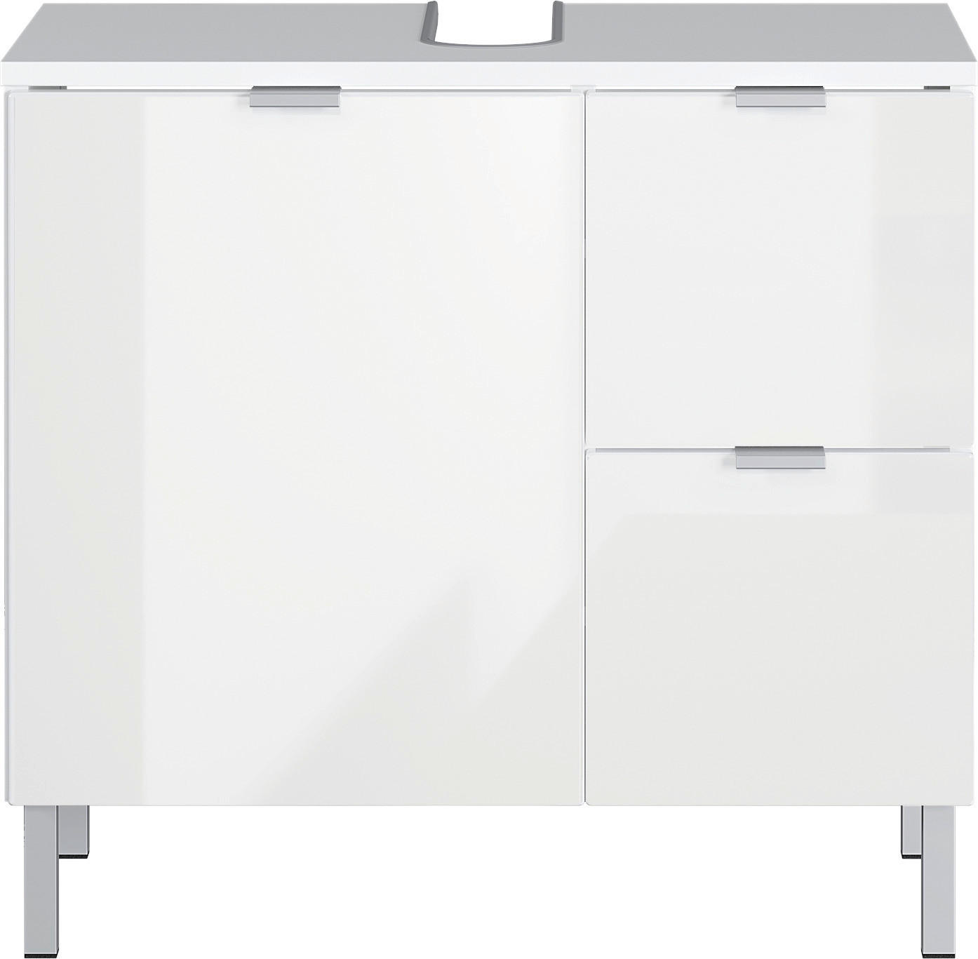 WASCHBECKENUNTERSCHRANK Weiß - Chromfarben/Weiß, KONVENTIONELL, Holzwerkstoff/Metall (60/56/34cm) - Germania