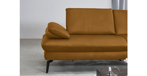 ECKSOFA in Echtleder Currygelb 325/157 cm - Currygelb/Schwarz, Design, Leder/Metall (325/157cm) - Dieter Knoll