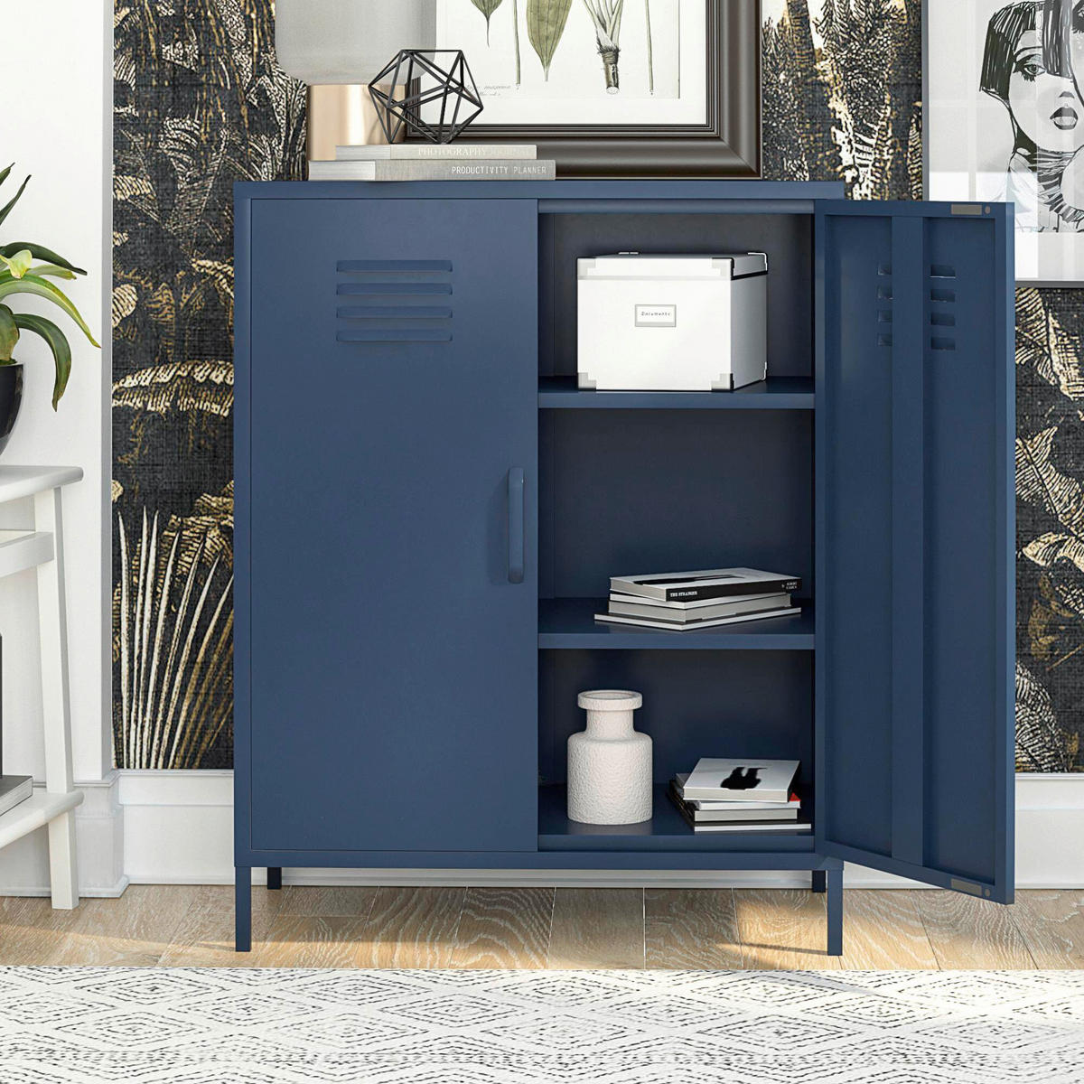 HIGHBOARD Bradford  in 79/100/39 cm  - Blau, Design, Metall (79/100/39cm) - MID.YOU