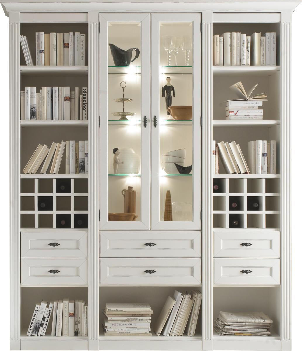 BÜCHERWAND  195/226/46 cm Weiß  - Schwarz/Weiß, LIFESTYLE, Glas/Holz (195/226/46cm)