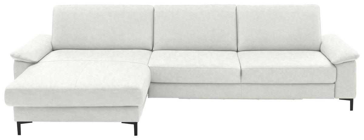 ECKSOFA in Echtleder Weiss  - Weiss/Schwarz, Design, Leder/Metall (176/334cm) - Dieter Knoll