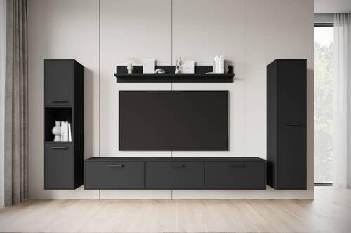 HYLLKOMBINATION 4 delar  i svart  240/130/31 cm  - svart, Basics, trämaterial/plast (240/130/31cm) - MID.YOU