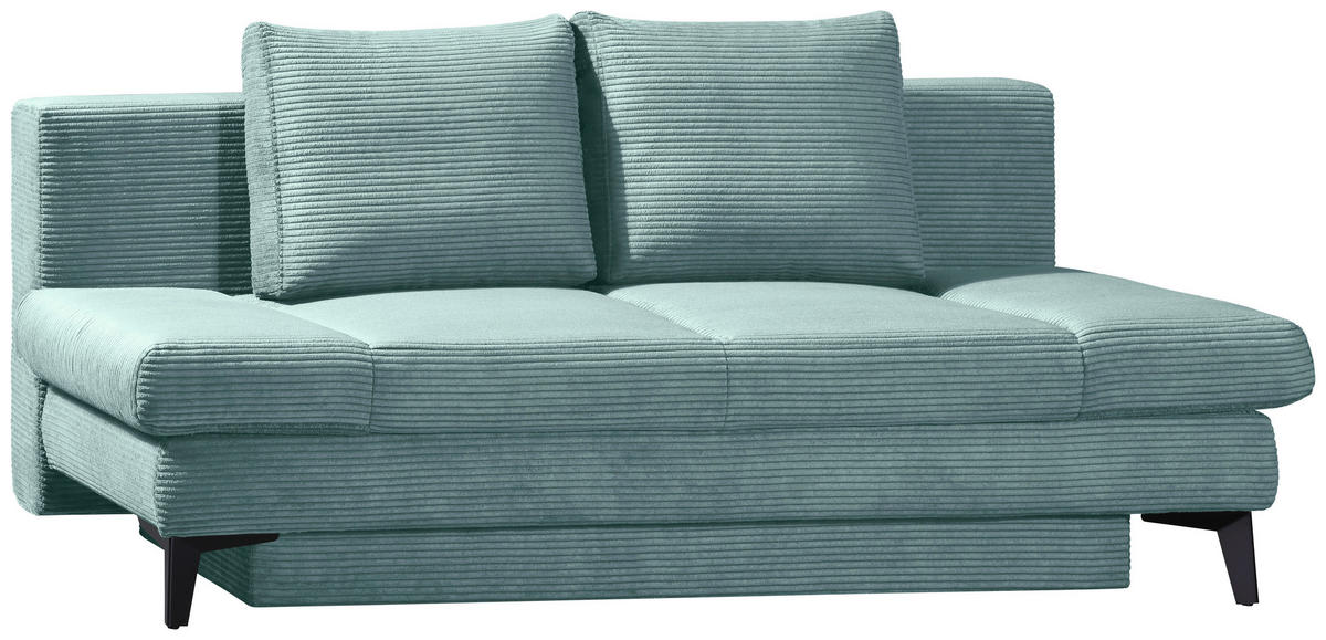 SCHLAFSOFA Cord Türkis  inkl. Bettkasten, Schlaffunktion, Armteilverstellung  - Türkis/Schwarz, Design, Textil/Metall (200/85/90cm) - Novel