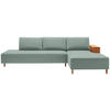 ECKSOFA in Flachgewebe Mintgrün  - Eichefarben/Mintgrün, Design, Holz/Textil (307/190cm) - Joka