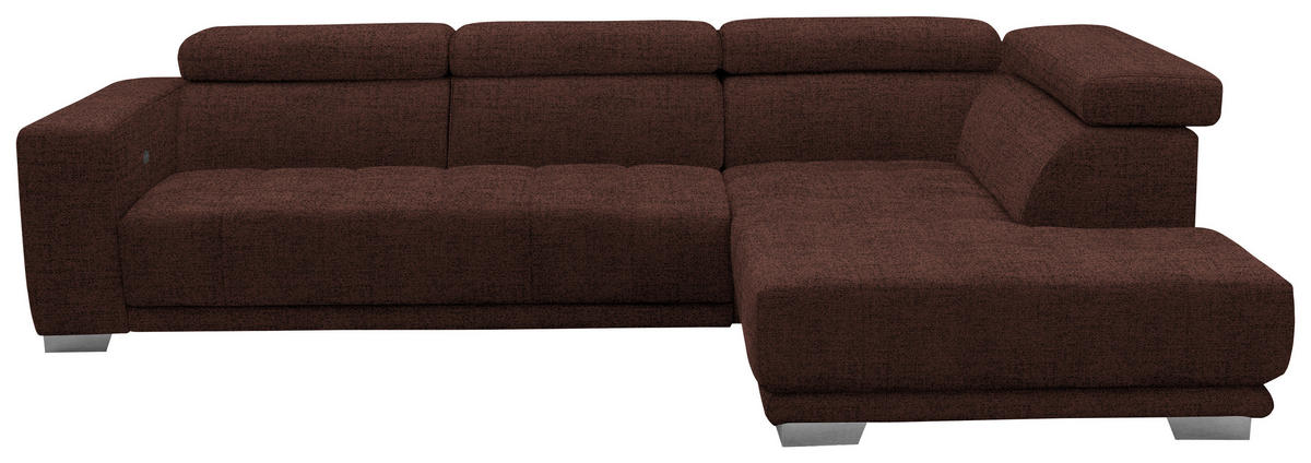 ECKSOFA in Chenille Rotbraun  - Chromfarben/Rotbraun, Design, Textil (301/207cm) - Xora