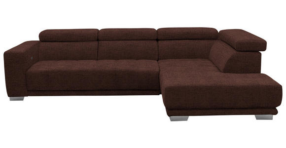 ECKSOFA in Chenille Rotbraun  - Chromfarben/Rotbraun, Design, Textil (301/207cm) - Xora