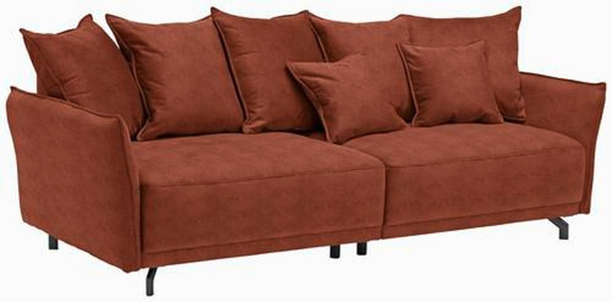 BIGSOFA in Velours Rostfarben  - Rostfarben/Schwarz, Design, Textil/Metall (226/91/103cm) - Carryhome