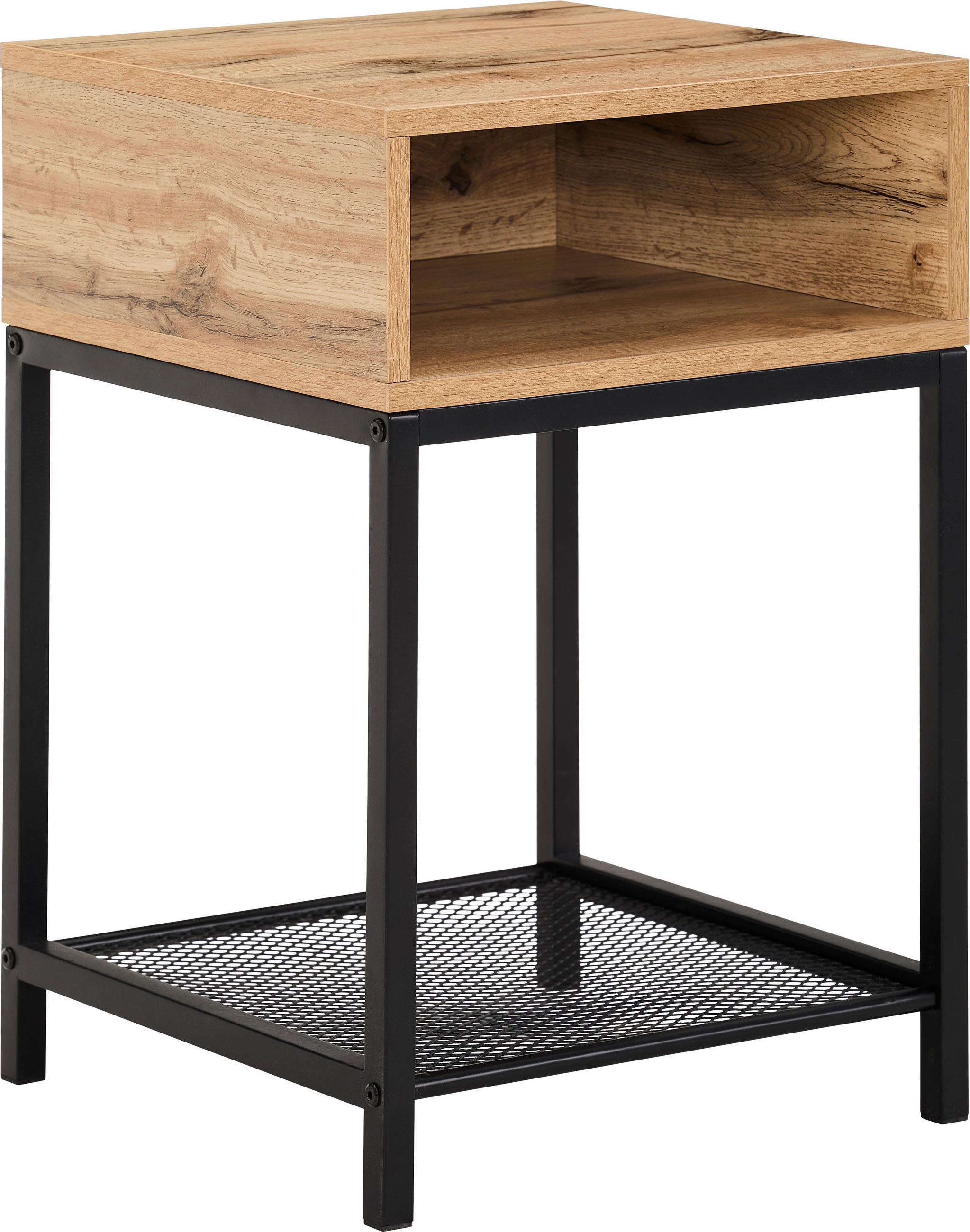 BEISTELLTISCH 40/40/58 cm Naturfarben, Schwarz quadratisch  - Schwarz/Naturfarben, Basics, Holzwerkstoff/Metall (40/40/58cm) - Xora