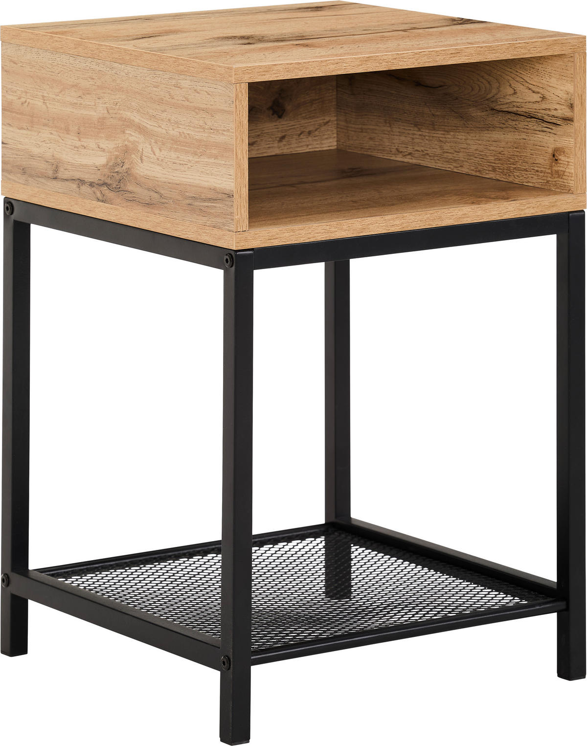 BEISTELLTISCH 40/40/58 cm Naturfarben, Schwarz quadratisch  - Schwarz/Naturfarben, Basics, Holzwerkstoff/Metall (40/40/58cm) - Xora