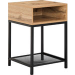 BEISTELLTISCH 40/40/58 cm Naturfarben, Schwarz quadratisch  - Schwarz/Naturfarben, Basics, Holzwerkstoff/Metall (40/40/58cm) - Xora