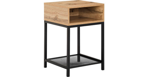 BEISTELLTISCH 40/40/58 cm Naturfarben, Schwarz quadratisch  - Schwarz/Naturfarben, Basics, Holzwerkstoff/Metall (40/40/58cm) - Xora