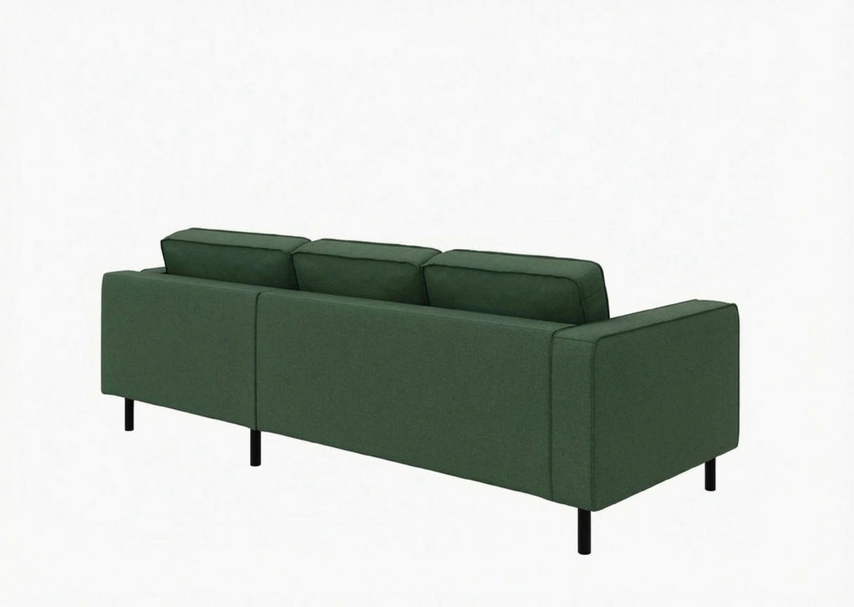 ECKSOFA WATKINS Dunkelgrün Struktur  - Dunkelgrün/Schwarz, MODERN, Textil/Metall (232/161cm) - Trendmanufaktur