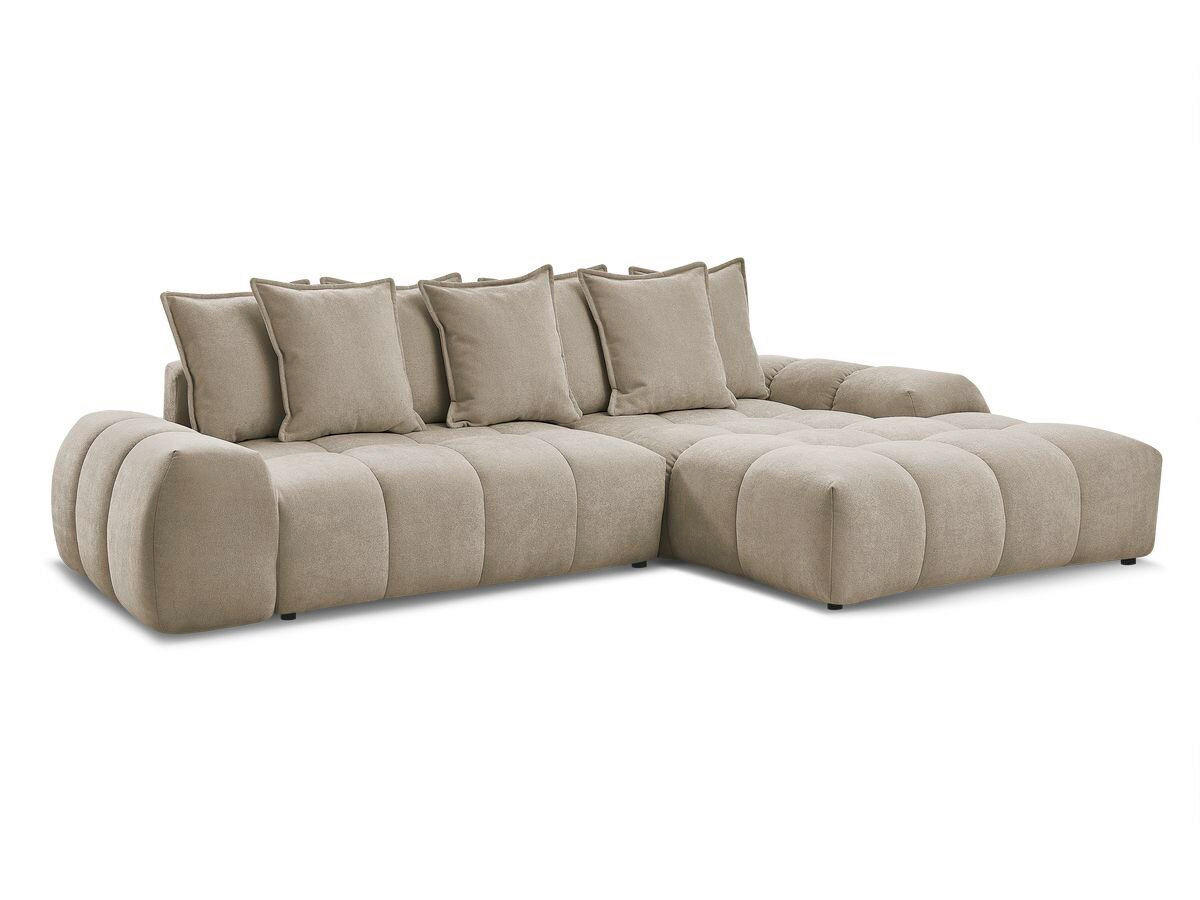 ECKSCHLAFSOFA EVEREST  mit Rücken echt, Armteil links, Armteil rechts Struktur Taupe  - Taupe/Schwarz, MODERN, Kunststoff/Textil (318/180cm) - Livetastic