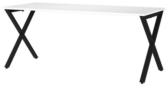 SCHREIBTISCH 180/80/75 cm  in Schwarz, Weiß  - Schwarz/Weiß, MODERN, Holzwerkstoff/Metall (180/80/75cm) - Novel