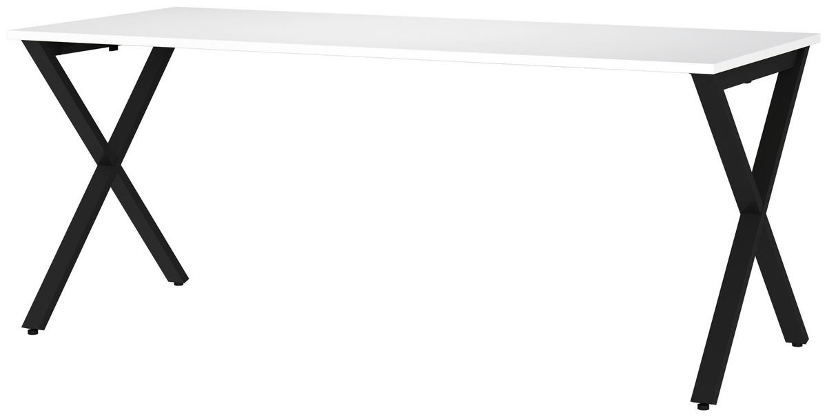 SCHREIBTISCH 180/80/75 cm  in Schwarz, Weiß  - Schwarz/Weiß, MODERN, Holzwerkstoff/Metall (180/80/75cm) - Novel