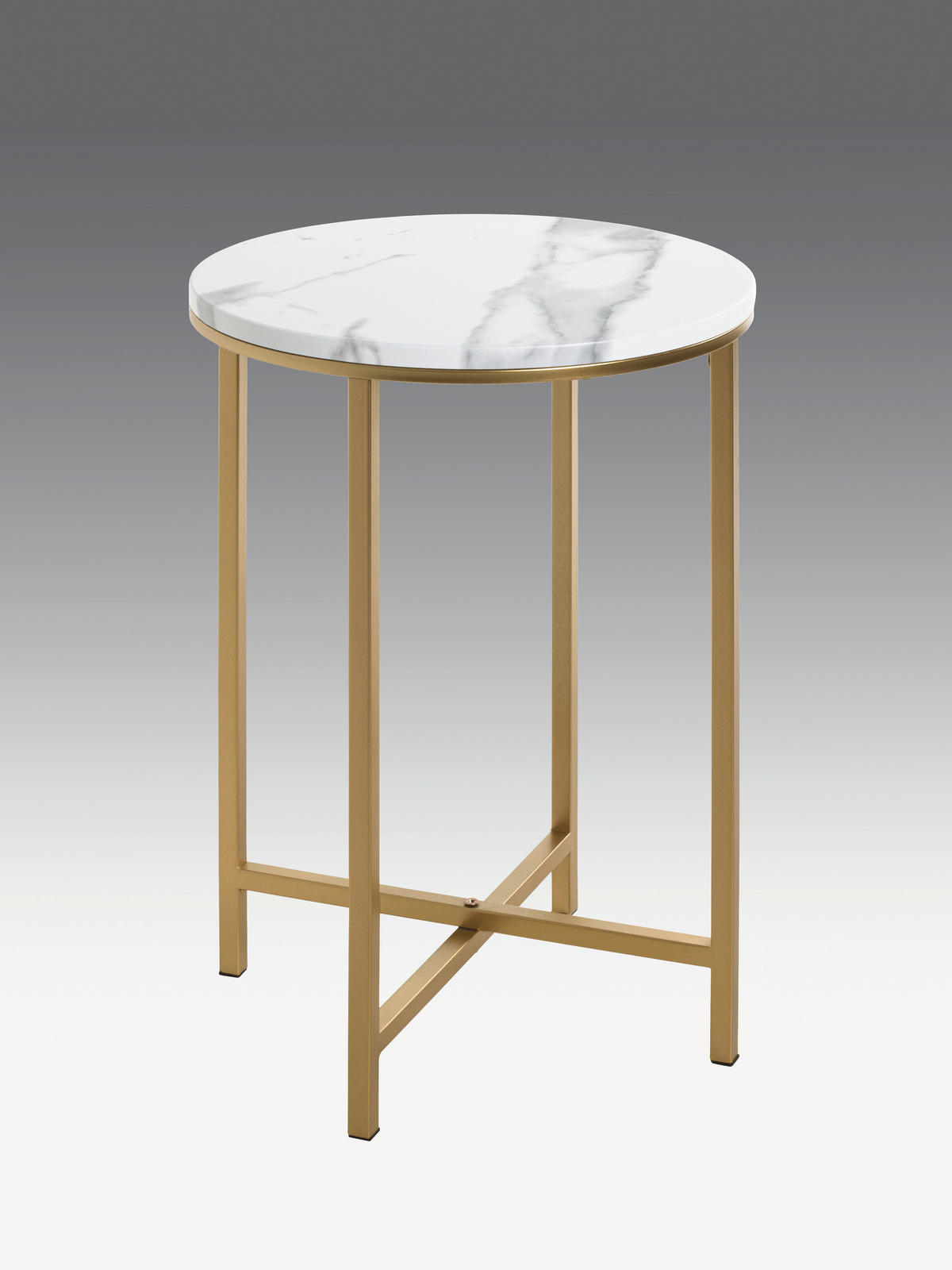 BEISTELLTISCH 39/39/53 cm Weiß, Goldfarben rund  - Goldfarben/Weiß, Trend, Holzwerkstoff/Metall (39/39/53cm)