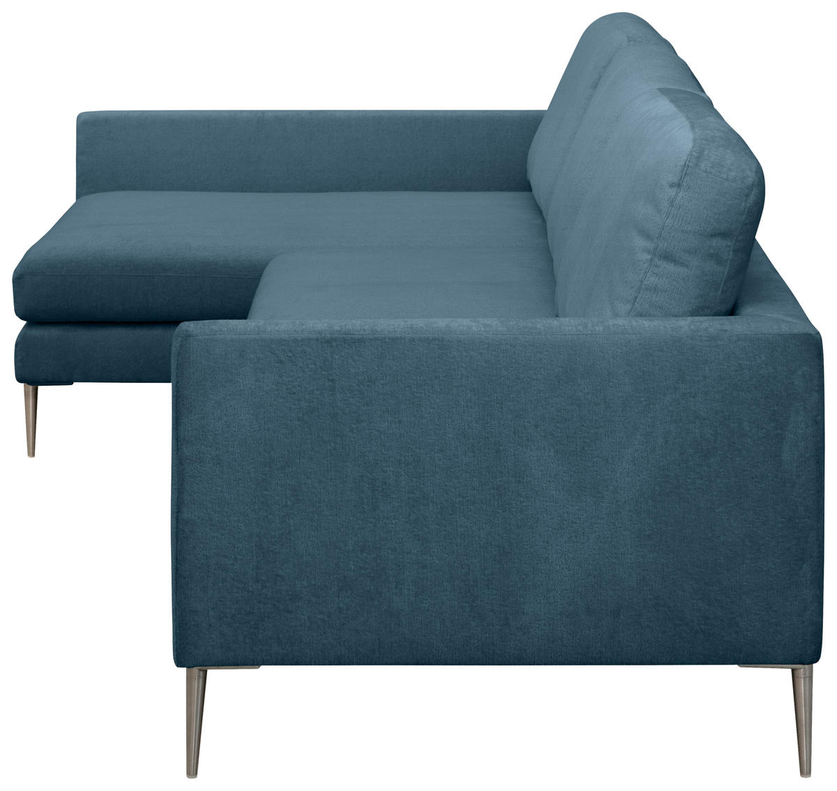ECKSOFA Blau Chenille  - Blau/Silberfarben, KONVENTIONELL, Textil/Metall (143/284cm) - Carryhome